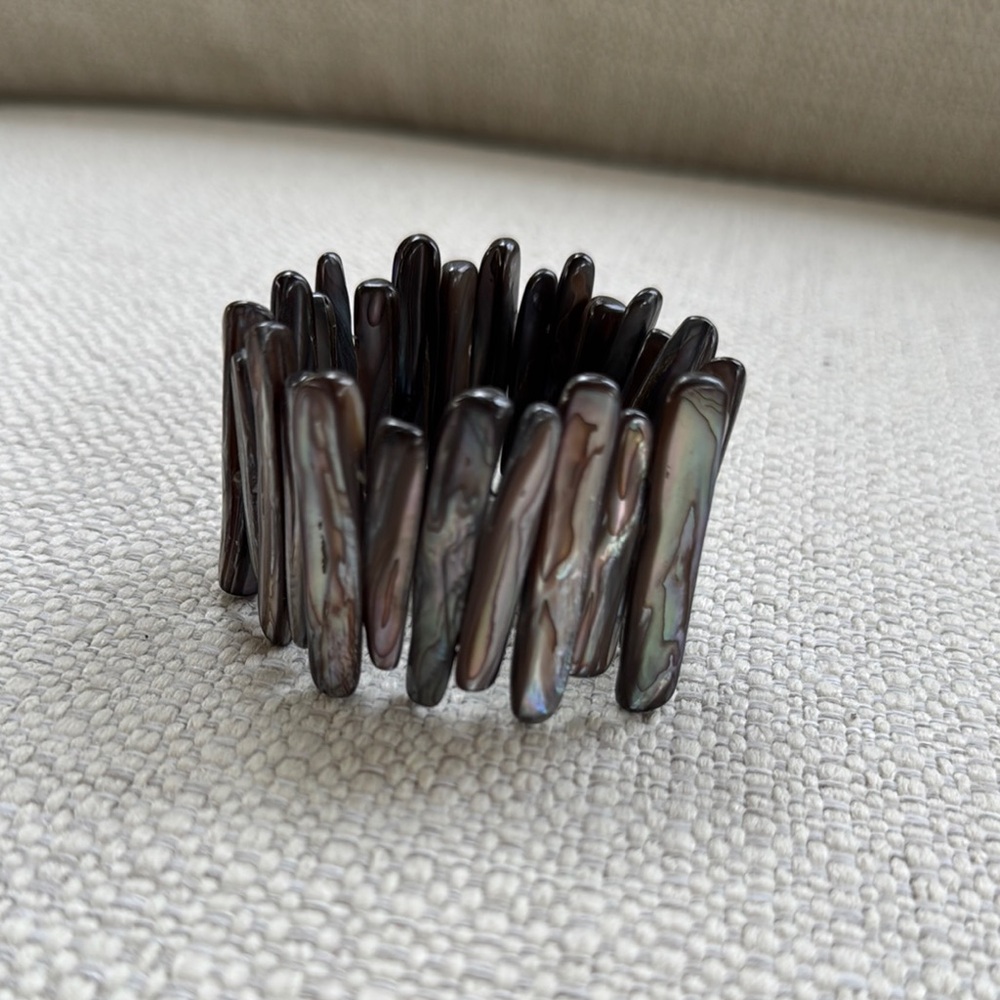 Brown and Purple Stretch Bracelet with Tribal Design